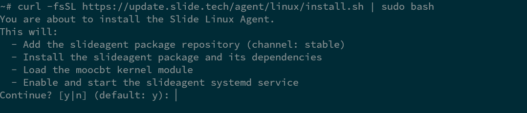Slide Linux Agent installation start