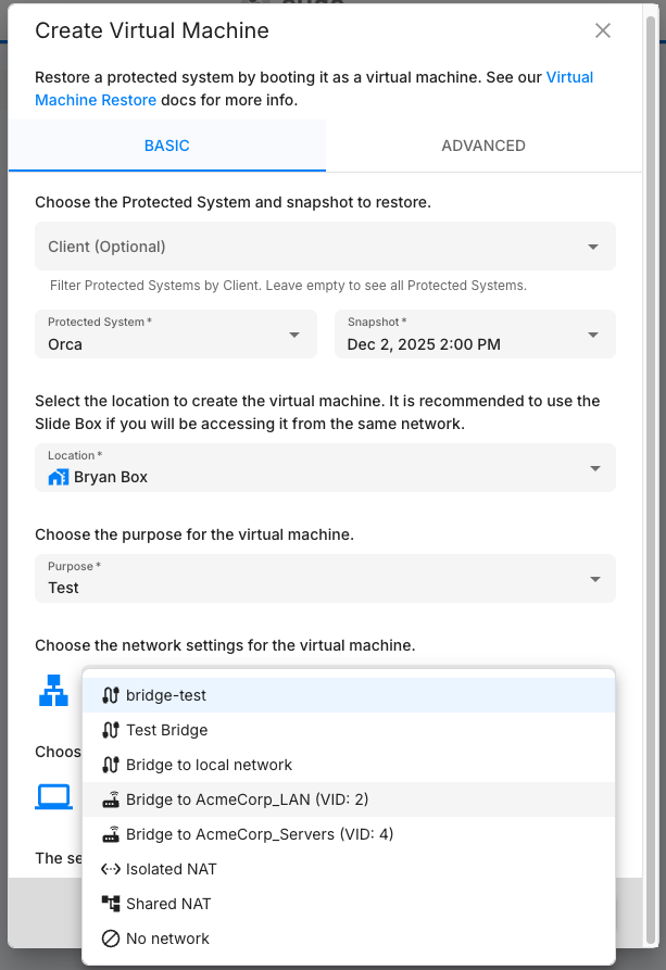 VM network options with VLAN bridges