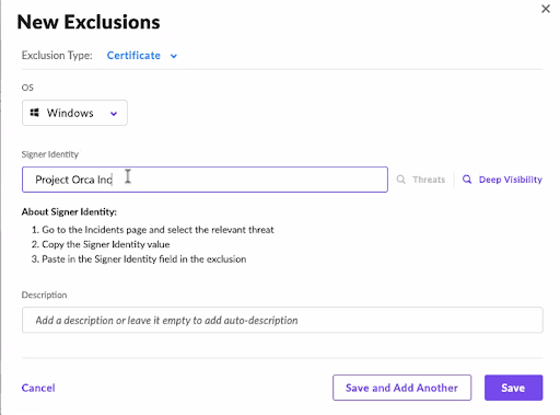 SentinelOne Exclusions by Path