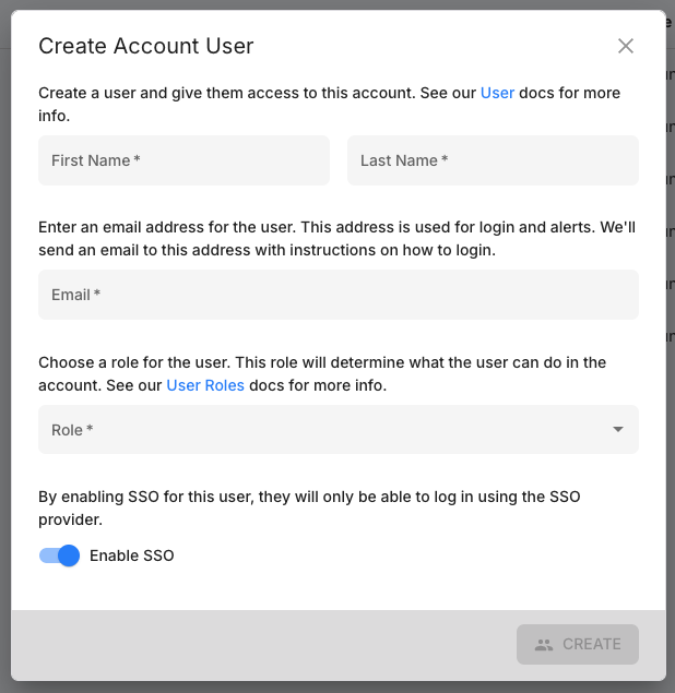 Create Account User Form