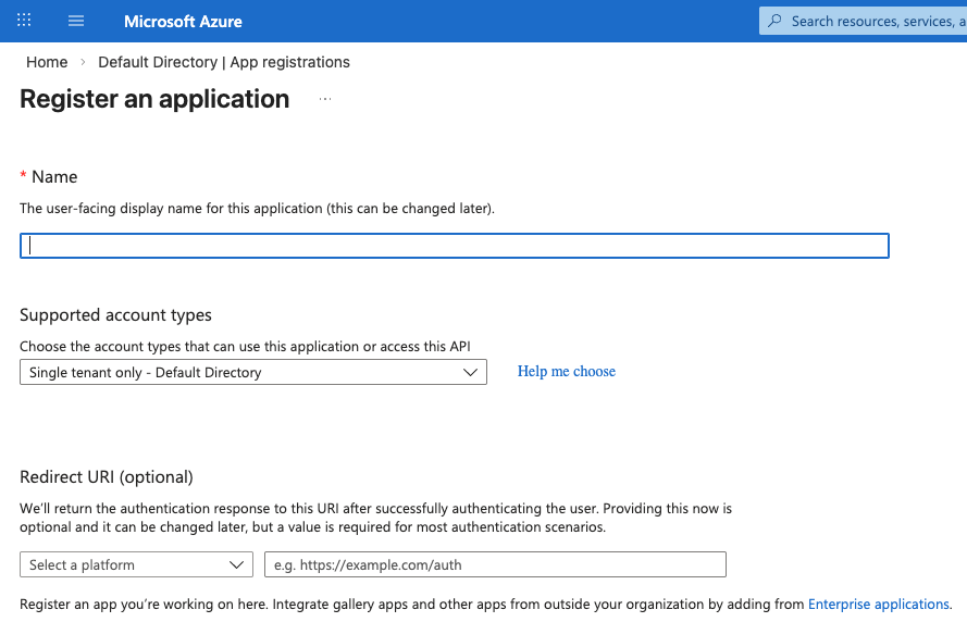 App registrations navigation