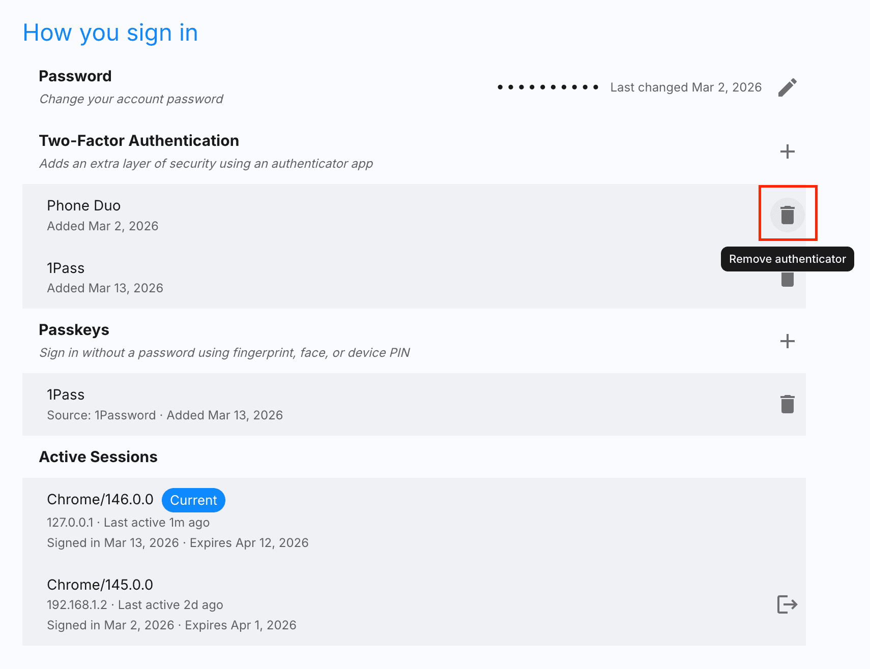 Remove authenticator